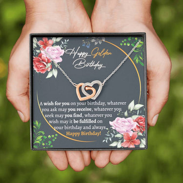 Happy Golden Birthday Interlocking Hearts Necklace - Love You This Much